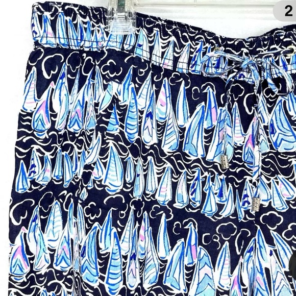 Lilly Pulitzer net colorful, boat print, linen casual pants. - Picture 2 of 5